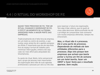 //Como construir e executar seu Planejamento Estratégico
30
4.4 | O ritual do Workshop de P.E
Quase todo processo de P.E. ...