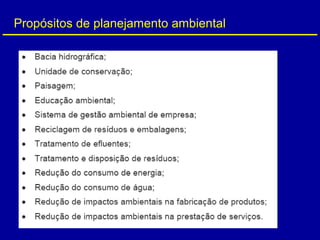 Propósitos de planejamento ambiental
 