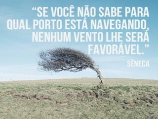 – Como saber se o vento é bom se não se sabes para onde ir.
( Luís de Camoes)
O CAMINHO A SEGUIR
"Se um homem não sabe a que
porto se dirige, nenhum vento
lhe será favorável !"
L u c i u s A n n a e u s S e n e c a
(4AC-65DC)
 
