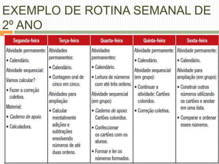 EXEMPLO DE ROTINA SEMANAL DE 
2º ANO 
 