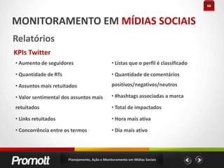 Identificar melhorias nos produtosPlanejamento, Ação e Monitoramento em Mídias Sociais