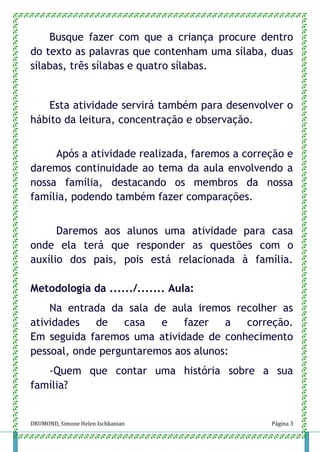 Plano de aula - 1º ano - FAMÍLIA: MINHA ORIGEM