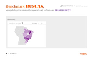 Mapa de Calor do interesse dos Internautas no Google por Região, por ODONTOCOMPANY
Benchmark BUSCAS.
Planejamento
Campanha Geração de Leads
Fonte: Google Trends.
 