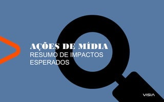 AÇÕES DE MÍDIA
RESUMO DE IMPACTOS
ESPERADOS
 