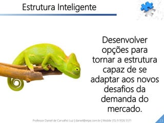 Estrutura Inteligente
Desenvolver
opções para
tornar a estrutura
capaz de se
adaptar aos novos
desafios da
demanda do
mercado.
23Professor Daniel de Carvalho Luz | daniel@etpe.com.br | Mobile (15) 9 9126 5571 23
 