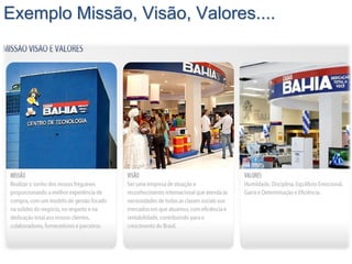 Exemplo Missão, Visão, Valores....
 