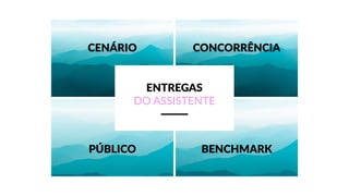 ENTREGAS  
DO  ASSISTENTE
CENÁRIO CONCORRÊNCIA
PÚBLICO BENCHMARK
 