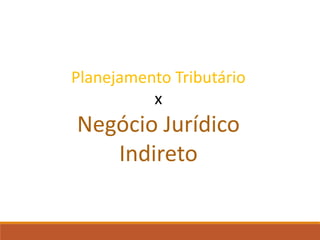Planejamento Tributário
x
Negócio Jurídico
Indireto
 