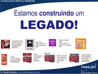 Transformando IDEIAS em NEGÓCIOS




               Estamos construindo um
                     LEGADO!


© Claudio Nasajon (www.claudionasajon.com.br)
 