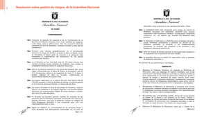 Resolución sobre gestión de riesgos de la Asamblea Nacional4
 