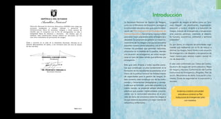 La Secretaría Nacional de Gestión de Riesgos,
junto con el Ministerio de Educación, entregan a
la comunidad educativa esta guía para la elabo-
ración del Plan Institucional de Emergencias de
Centros Educativos, herramienta imprescindible
para estar mejor preparados ante emergencias y
desastres. Su propósito es generar un mayor co-
nocimiento de los riesgos a los que se encuentra
expuesto nuestro centro educativo, con el fin de
orientar los procesos que permitan reducirlos,
eliminarlos en la medida de lo posible, atender
una situación de emergencia, así como recupe-
rarse en caso de haber tenido que enfrentar una
emergencia.
Esta guía está dirigida a todas aquellas perso-
nas que constituyen un pilar fundamental en la
formación de los estudiantes ecuatorianos, en el
marco de la política nacional de fortalecimiento
de capacidades para la gestión de riesgos. En
éste contexto, éste constituye uno de los instru-
mentos y herramientas pedagógicas y concep-
tuales que se formulan para este propósito y, al
mismo tiempo, se pretende señalar elementos
prácticos que puedan implementarse conjunta-
mente con la comunidad educativa en el pro-
ceso de toma de conciencia sobre los riesgos a
los que estamos expuestos y la mejor manera de
reducirlos y enfrentarlos.
La gestión de riesgos se define como un “pro-
ceso integral de planificación, organización,
dirección y control, dirigido a la reducción de
riesgos, manejo de emergencias y recuperación
ante eventos adversos; orientado al desarro-
llo humano, económico, ambiental y territorial
sostenible”.
Es, por último, el conjunto de actividades orga-
nizadas que realizamos con el fin de reducir o
eliminar los riesgos, hacer frente a una situación
de emergencia o de desastre y recuperarnos de
mejor manera para retomar nuestro normal rit-
mo de desarrollo.
El plan está conformado por: Datos del Centro,
Escenario de riesgos del centro educativo, Mapa
de riesgos y recursos, Conformación del Comité
Institucional de Emergencia y Brigadas, Plan de
acción, Mecanismos de alerta, Evacuación y mo-
nitoreo, Zonas de seguridad en la evacuación y
recursos.
Introducción
Invitamos a toda la comunidad
educativa a construir su Plan
Institucional de Emergencias junto
con nosotros.
7
 