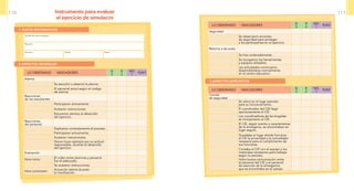 LO OBSERVADO INDICADORES
SI
3
R
2
NO
1
PUNT
Seguridad
Se observaron acciones
de seguridad para proteger
a los participantes en el ejercicio.
Retorno a las aulas
Se hizo ordenadamente.
Se recogieron las herramientas
y equipos utilizados.
Las actividades continuaron
desarrollándose normalmente
en el centro educativo.
LO OBSERVADO INDICADORES
SI
3
R
2
NO
1
PUNT
Comité
de seguridad
Se ubicó en el lugar previsto
para su funcionamiento.
El coordinador del CIE llegó
oportunamente al CIE.
Los coordinadores de las brigadas
se incorporaron al CIE.
El CIE, según evento y características
de la emergenia, se encontraban en
lugar seguro.
Guardaba el lugar donde funciona
el CIE la privacidad y la comodidad
necesaria para el cumplimiento de
sus funciones.
Contaba el CIE con el equipo y los
materiales necesarios para trabajar
según lo previsto.
Hubo buena comunicación entre
el personal del CIE y el personal
de atención de la emergencia
que se encontraba en el campo.
3 ASPECTOS específicos
1. DATOS INFORMATIVOS
2 ASPECTOS GENERALES
Nombre del centro educativo:
Provincia: Cantón: Fecha:
Dirección:
Instrumento para evaluar
el ejercicio de simulacro
LO OBSERVADO INDICADORES
SI
3
R
2
NO
1
PUNT
Alarma
Se escuchó u observó la alarma.
El personal actuó según el código
de alarma.
Reacciones
de los estudiantes
Participaron activamente.
Acataron instrucciones.
Estuvieron atentos al desarrollo
del ejercicio.
Reacciones
del personal
Explicaron correctamente el proceso.
Participaron activamente.
Acataron instrucciones.
Dieron buen ejemplo por su actitud
responsable, durante el desarrollo
del ejercicio.
Evaluación
Hora inicio:
El orden entre alumnos y personal
fue el adecuado.
Se acataron instrucciones.
Hora conclusión:
Actuación atenta durante
la movilización.
110 111
 