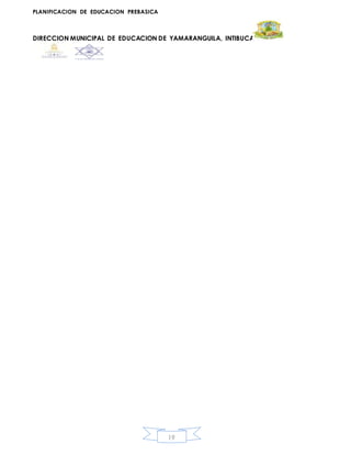 PLANIFICACION DE EDUCACION PREBASICA
DIRECCION MUNICIPAL DE EDUCACION DE YAMARANGUILA, INTIBUCA
19
 