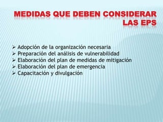 MEDIDAS que deben considerar las epsAdopción de la organización necesaria