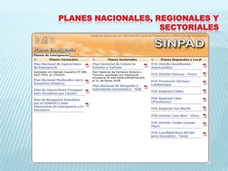 PLANES NACIONALES, REGIONALES Y SECTORIALES