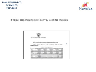 PLAN ESTRATÉGICO
   DE EMPLEO
   2013-2015



       8-Validar económicamente el plan y su viabilidad financiera
 