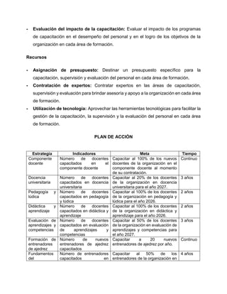 Plan estratégico de capacitación, supervisión y evaluación del personal ...