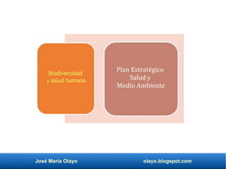 José María Olayo olayo.blogspot.com
Plan Estratégico
Salud y
Medio Ambiente
Biodiversidad
y salud humana
 