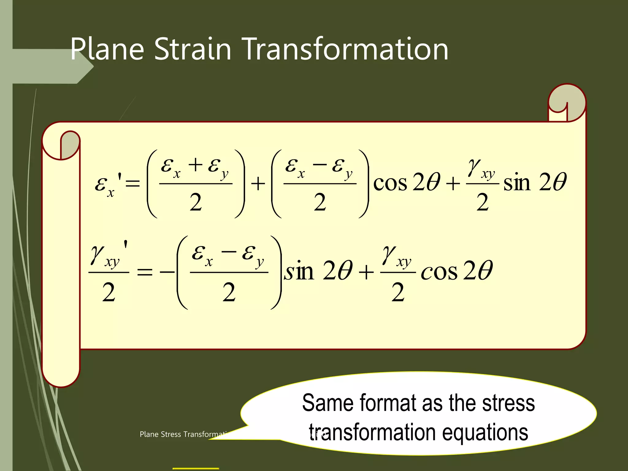 Strain Transformation Principles Theta Equation Plane Stress Transformation.pptx