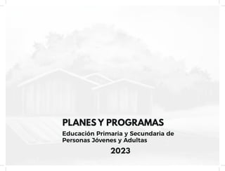 PLANES Y PROGRAMAS
2023
Educación Primaria y Secundaria de
Personas Jóvenes y Adultas
 