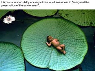 It is crucial responsibility of every citizen to full awareness in "safeguard the preservation of the environment". 