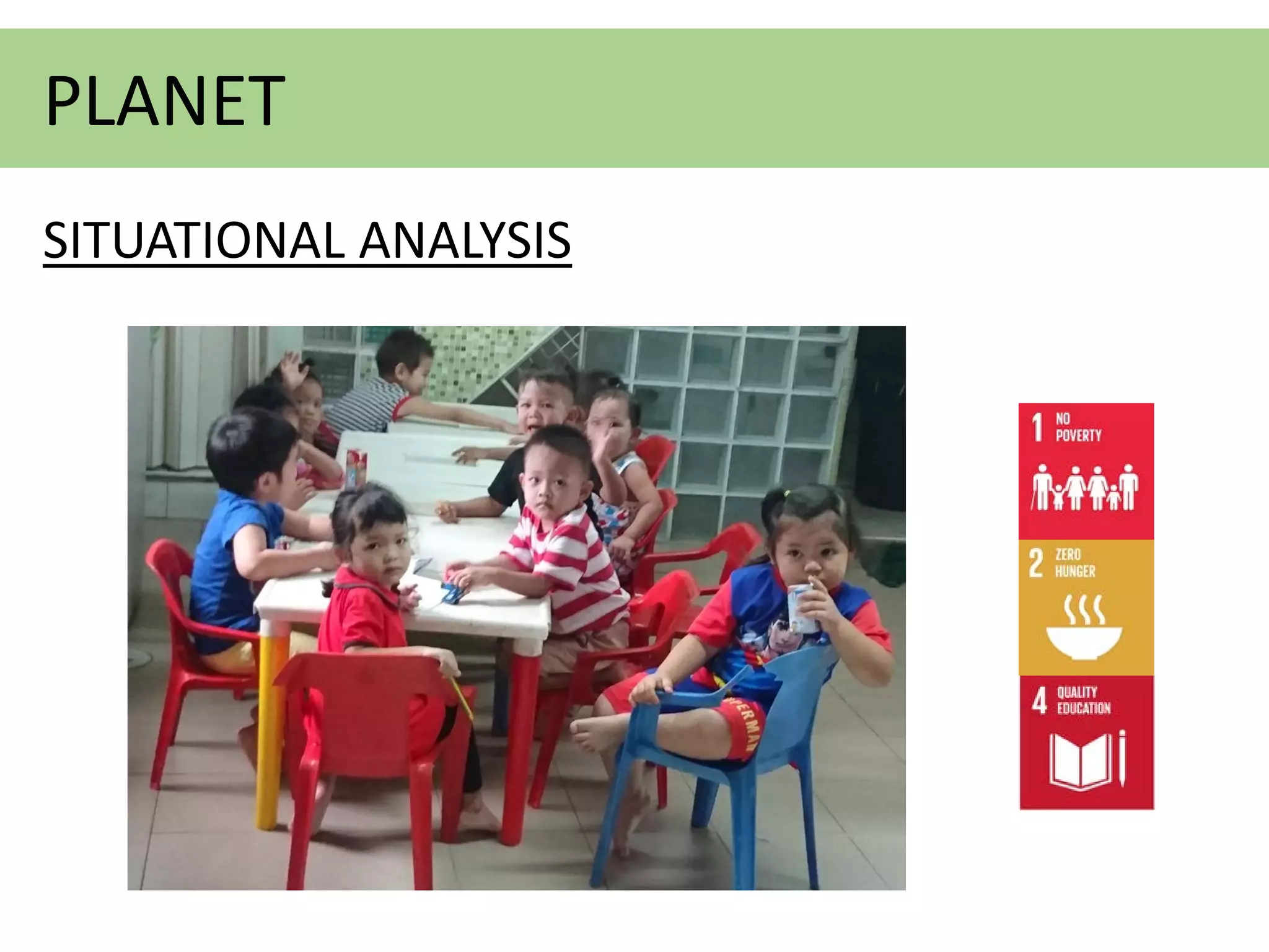 PLANET
SITUATIONAL ANALYSIS
SOCIAL SUSTAINABLE COMMUNITY
 