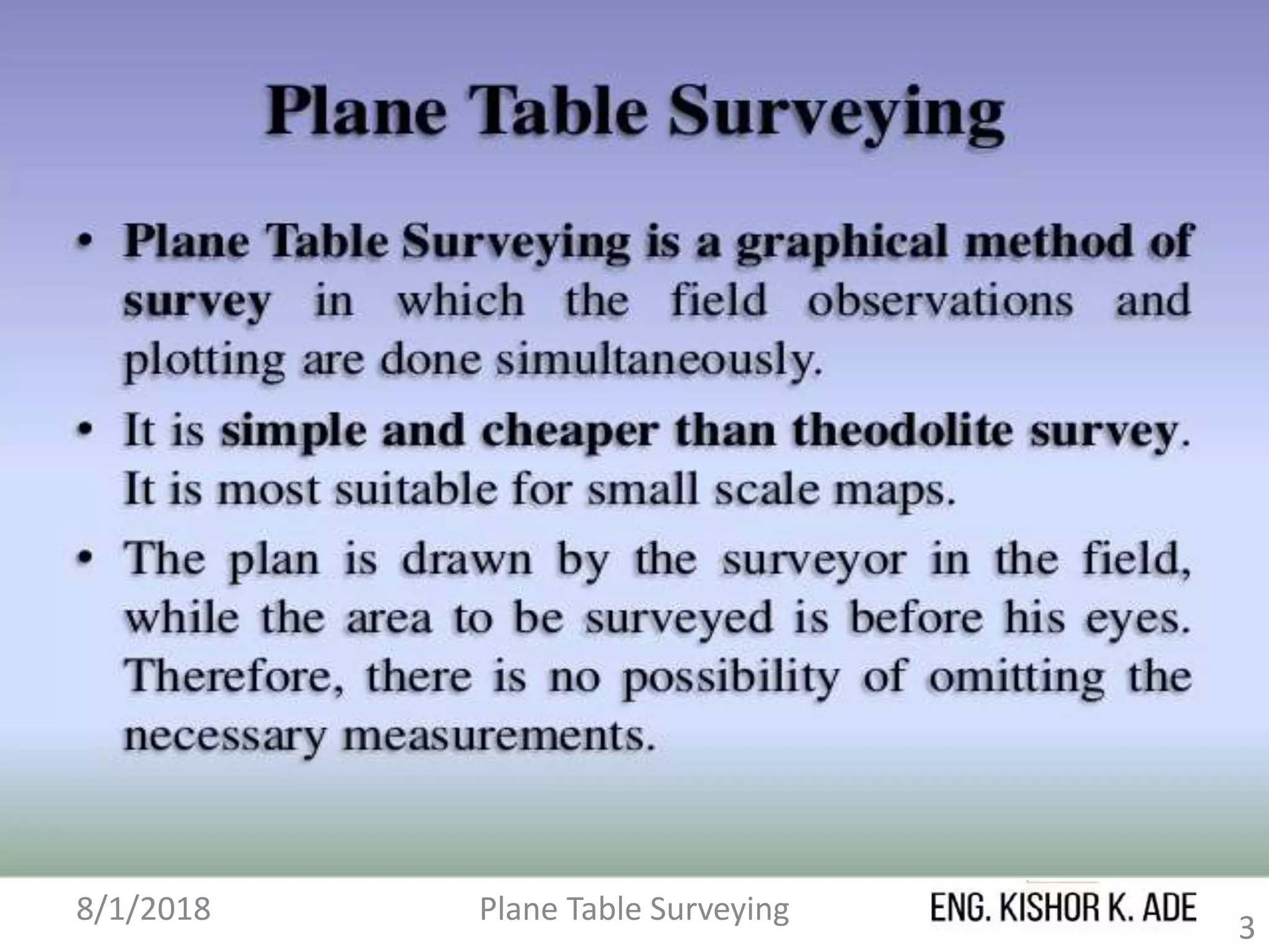 Plane Table Surveying
3
8/1/2018
 