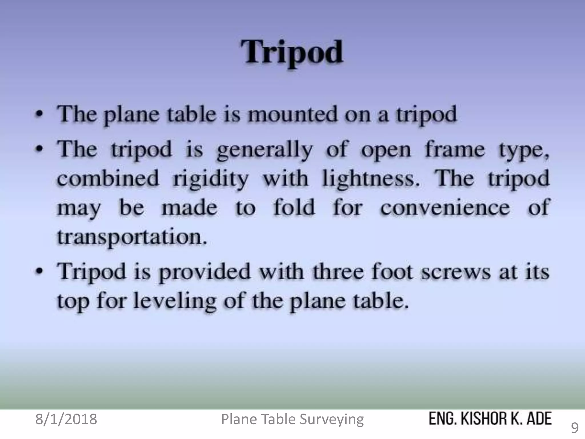 Plane Table Surveying
9
8/1/2018
 