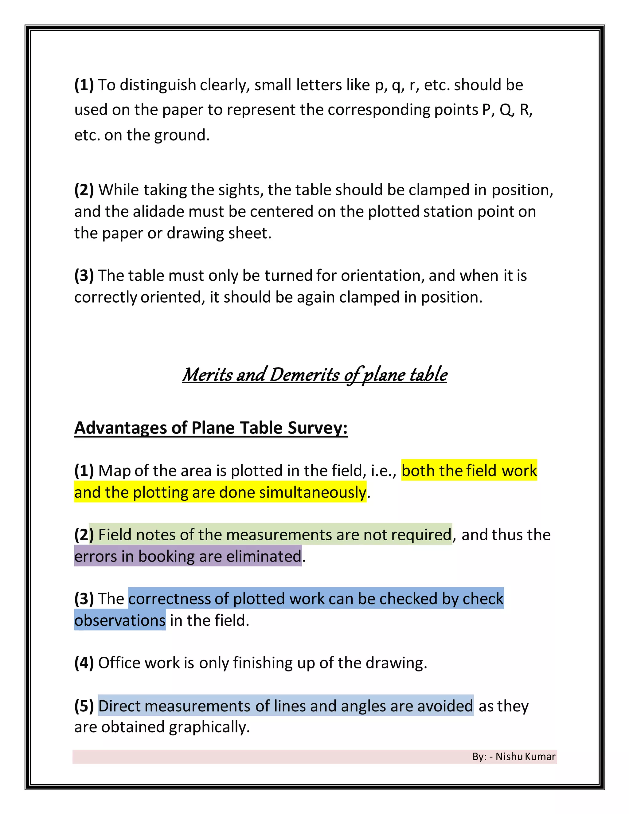 Plane table surveying | DOCX