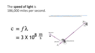 The speed of light is
186,000 miles per second.
• (Droit d'auteur : les textes sont disponibles sous licence Creative Commons paternité partage à l’identique ; d’autres conditions peuvent s’appliquer. Voyez les conditions d’utilisation
pour plus de détails, ainsi que les crédits graphiques. En cas de réutilisationdes textes de cette page, voyez comment citer les auteurs et mentionnerla licence.
Wikipedia® est une marque déposée de la WikimediaFoundation, Inc., organisation de bienfaisance régie par le paragraphe 501(c)(3) du code fiscal des États-Unis.)
 