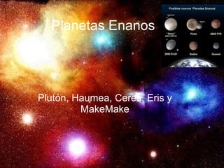 Planetas Enanos Plutón, Haumea, Ceres, Eris y MakeMake 