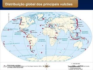 PRESS, Frank et al. Para entender a Terra. 4. ed. Porto Alegre: Bookman, 2006. p. 158. Adaptação. Figura ilustrativa, representação sem escala.
LucianoDanielTulio
Distribuição global dos principais vulcões
 