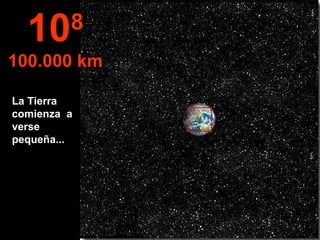 La Tierra comienza  a verse pequeña... 10 8 100.000 km 