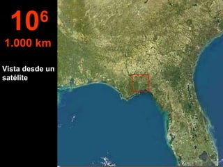 Vista desde un satélite 10 6 1.000 km   