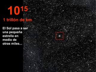 El Sol pasa a ser una pequeña estrella en medio de  otras miles... 10 15 1 trillón de km 