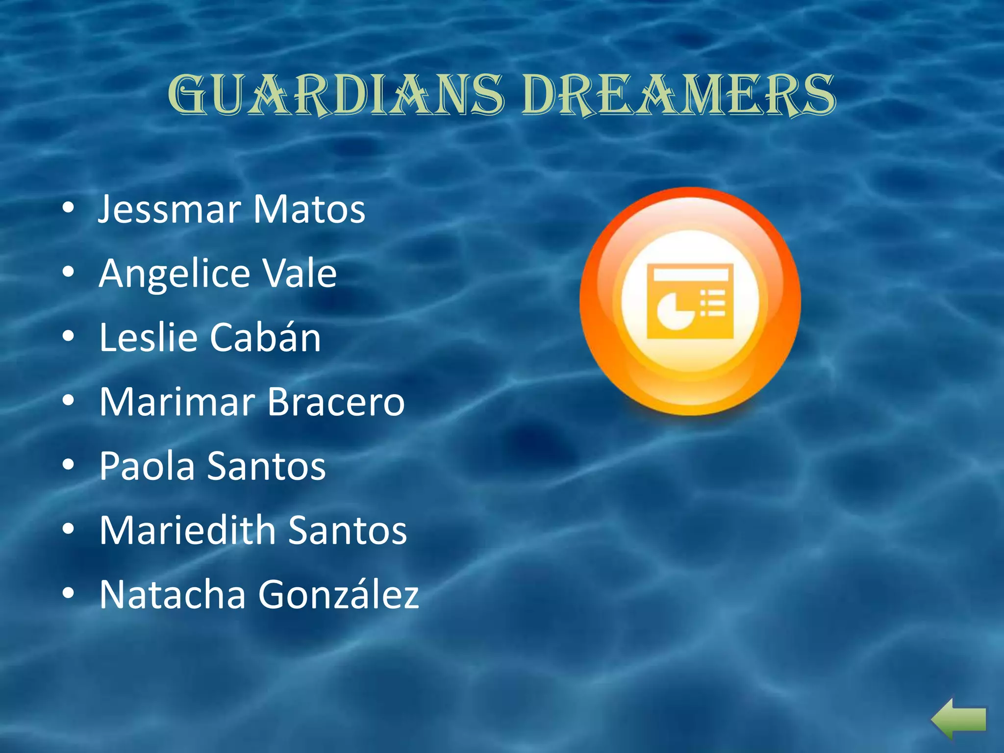 Guardians Dreamers
•   Jessmar Matos
•   Angelice Vale
•   Leslie Cabán
•   Marimar Bracero
•   Paola Santos
•   Mariedith Santos
•   Natacha González
 