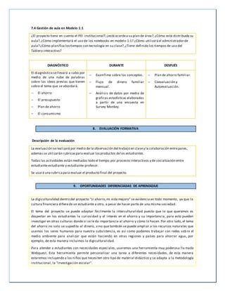 Plan evaluación de proyecto el ahorro | DOCX