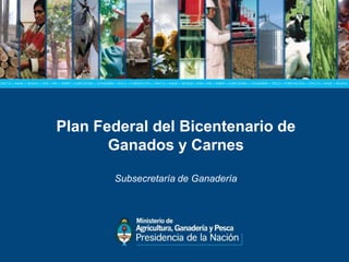 Plan Federal del Bicentenario de
       Ganados y Carnes
PLAN FEDERAL DEL BICENTENARIO
    DESubsecretaría de Ganadería
       GANADOS Y CARNES
 