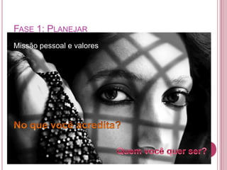 $$
FASE 1: PLANEJAR
Missão pessoal e valores
 