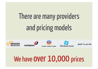 There are many providers
    and pricing models


We have over 10,000 prices
 