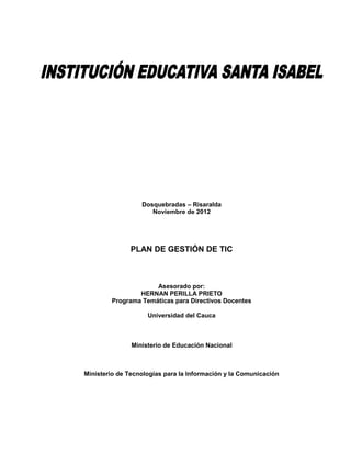 Plan Gestión TIC Santa Isabel