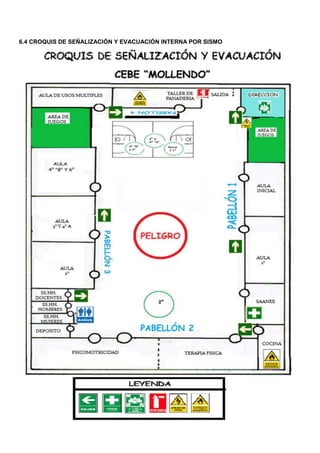 Plan de Gestión del Riesgo de Desastres 2020
6.4 CROQUIS DE SEÑALIZACIÓN Y EVACUACIÓN INTERNA POR SISMO
 