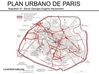PLAN URBANO DE PARIS
    Napoleón III - Baron Georges Eugene Haussmann




LA ESTRUCTURA VIAL
 