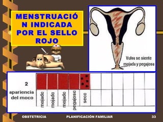 OBSTETRICIA PLANIFICACIÓN FAMILIAR MENSTRUACIÓN INDICADA POR EL SELLO ROJO 