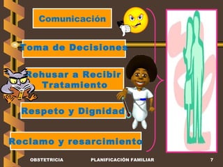 Respeto y Dignidad Reclamo y resarcimiento Rehusar a Recibir  Tratamiento Toma de Decisiones Comunicación OBSTETRICIA PLANIFICACIÓN FAMILIAR 