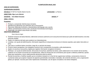Planificación Anual 2025 para la Enseñanza de Lengua en 3º Grado | DOCX