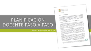 PLANIFICACIÓN
DOCENTE PASO A PASO
Según Carta Circular # 6 2014-2015
 
