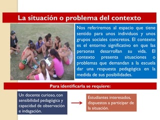 Nos referiremos al espacio que tiene
sentido para unos individuos y unos
grupos sociales concretos. El contexto
es el ento...