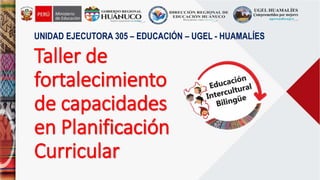 Taller de
fortalecimiento
de capacidades
en Planificación
Curricular
UNIDAD EJECUTORA 305 – EDUCACIÓN – UGEL - HUAMALÍES
 