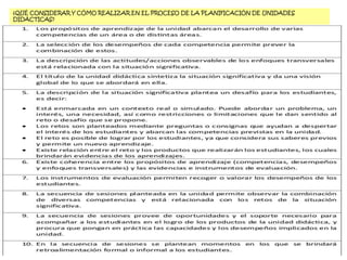 ¿QUÉ CONSIDERAR Y CÓMO REALIZAR EN EL PROCESO DE LA PLANIFICACIÓN DE UNIDADES
DIDÁCTICAS?
 